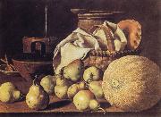 Melendez, Luis Eugenio Still Life with Melon and Pears oil on canvas